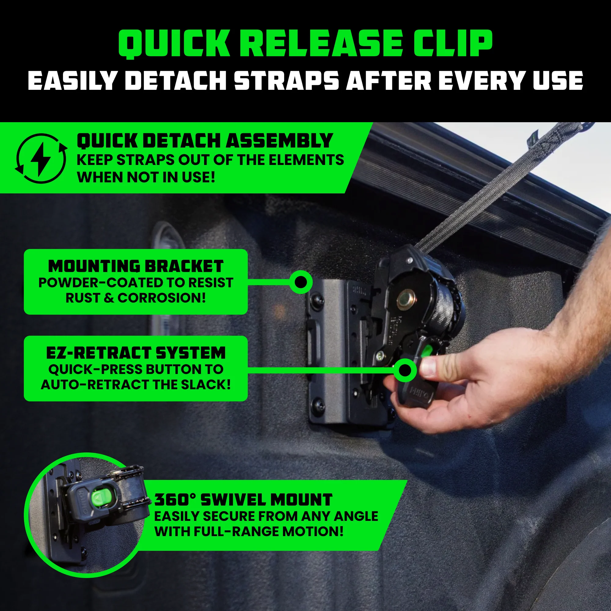 Bed-Mounted Retractable Ratchet Straps (Ford Trucks) - Image 14