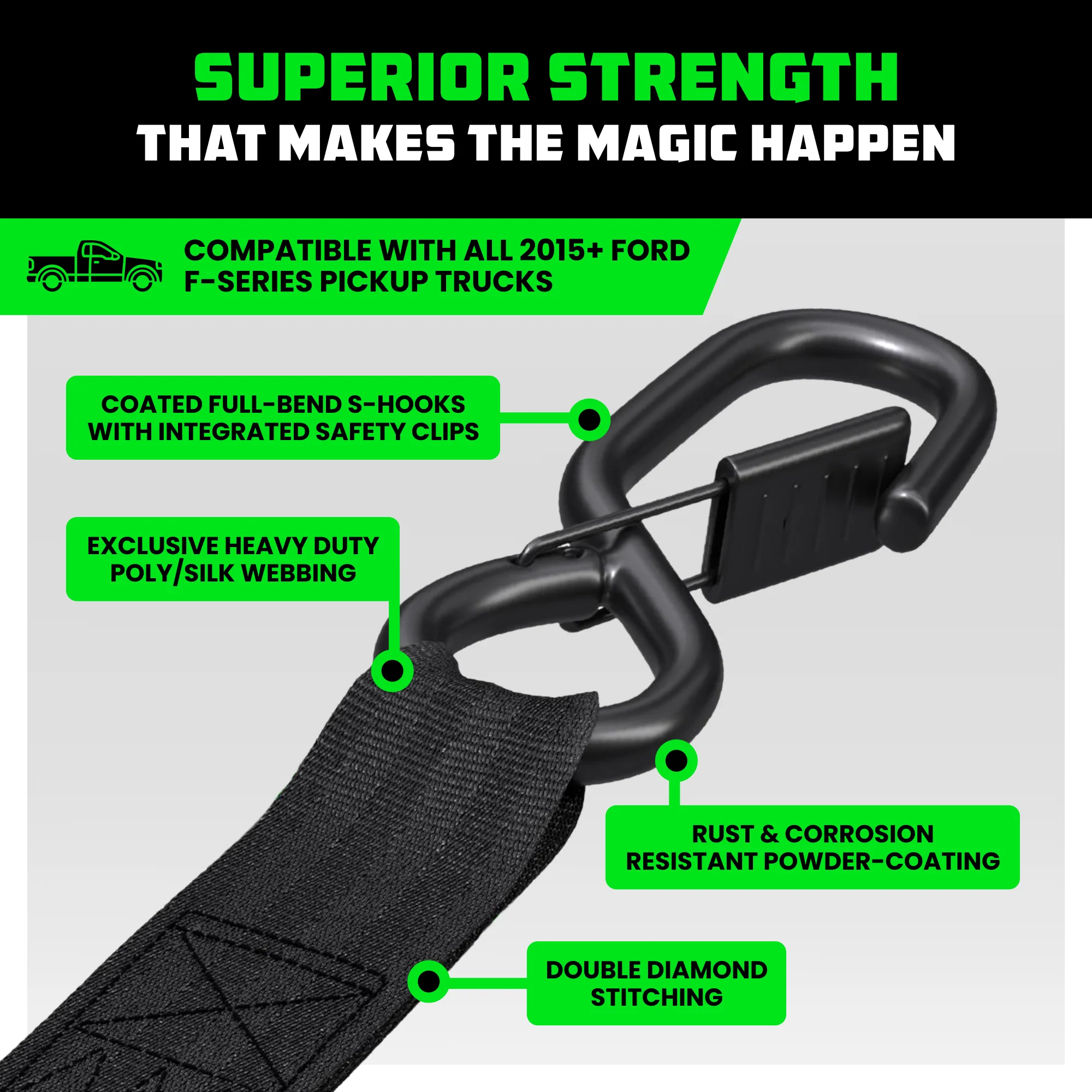 Bed-Mounted Retractable Ratchet Straps (Ford Trucks) - Image 7