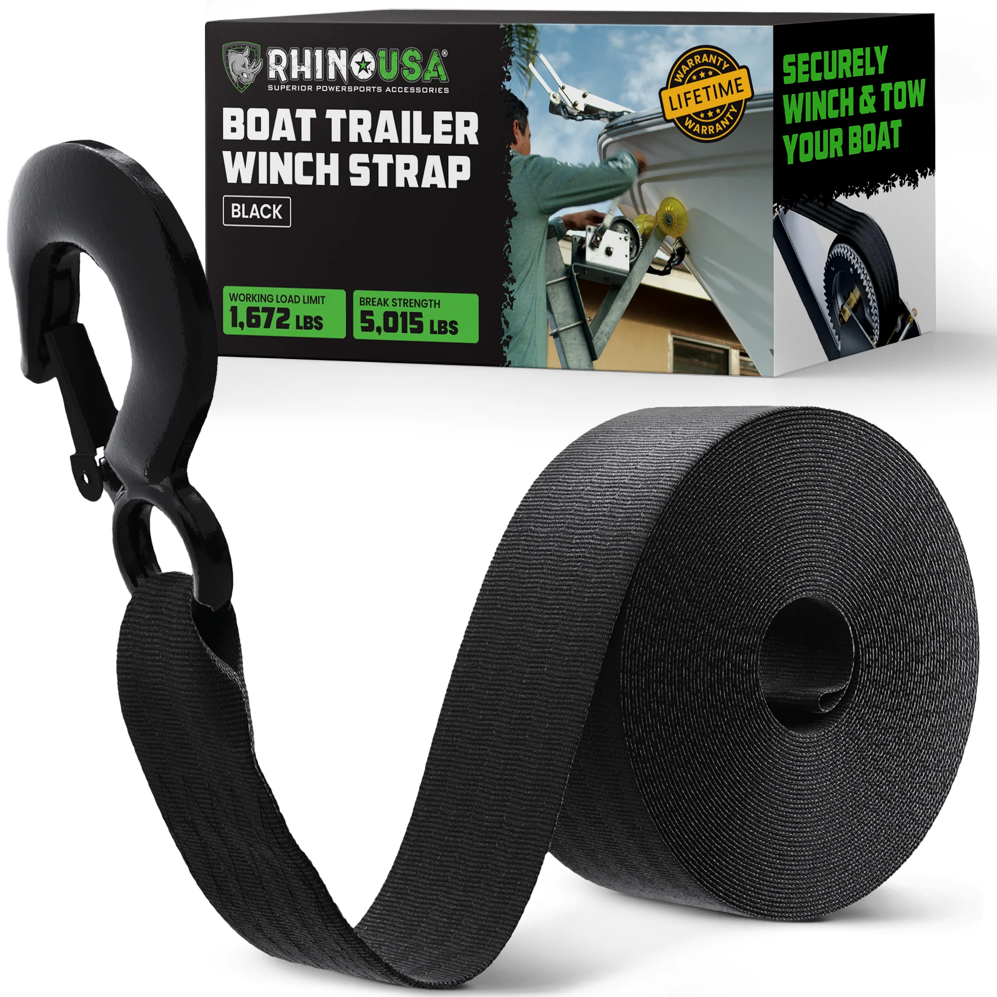 2" x 20' Boat Winch Strap w/ Hook - Image 8