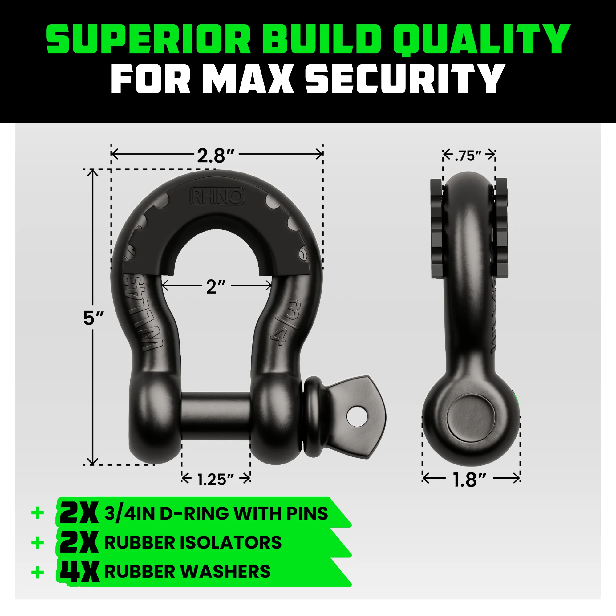 3/4" D-Ring Shackle Set (2-Pack) - Image 12