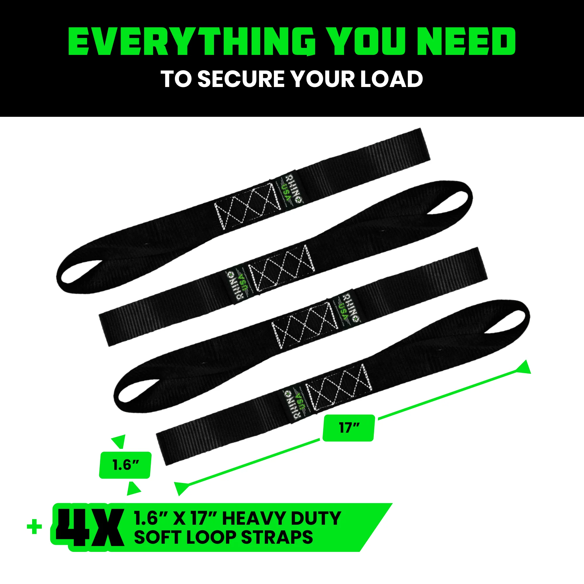 1.6" x 17" Soft Loop Tie-Down Straps (4-Pack) - Image 11