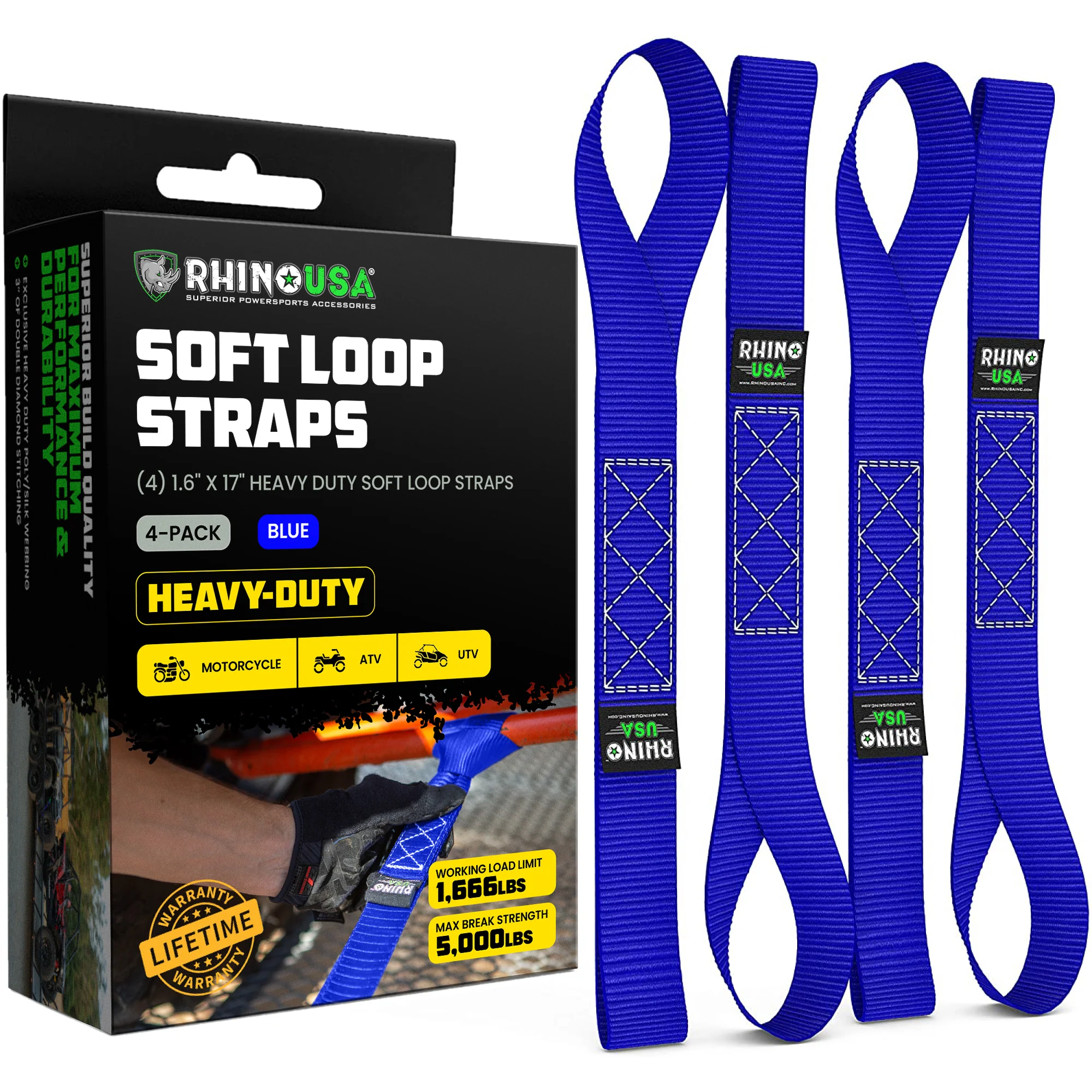 1.6" x 17" Soft Loop Tie-Down Straps (4-Pack) - Image 3