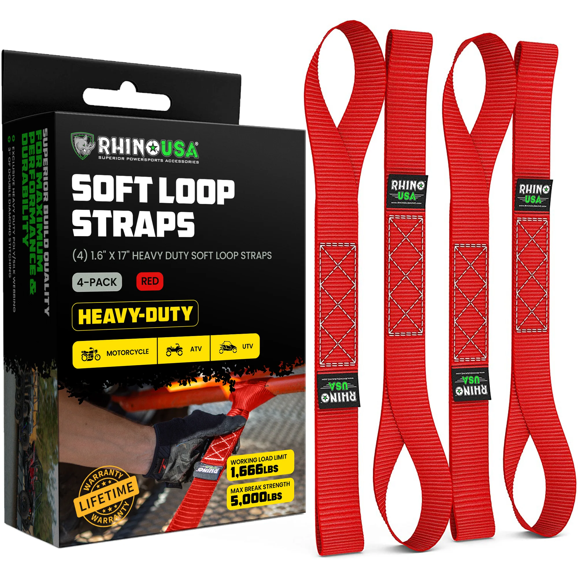 1.6" x 17" Soft Loop Tie-Down Straps (4-Pack) - Image 4