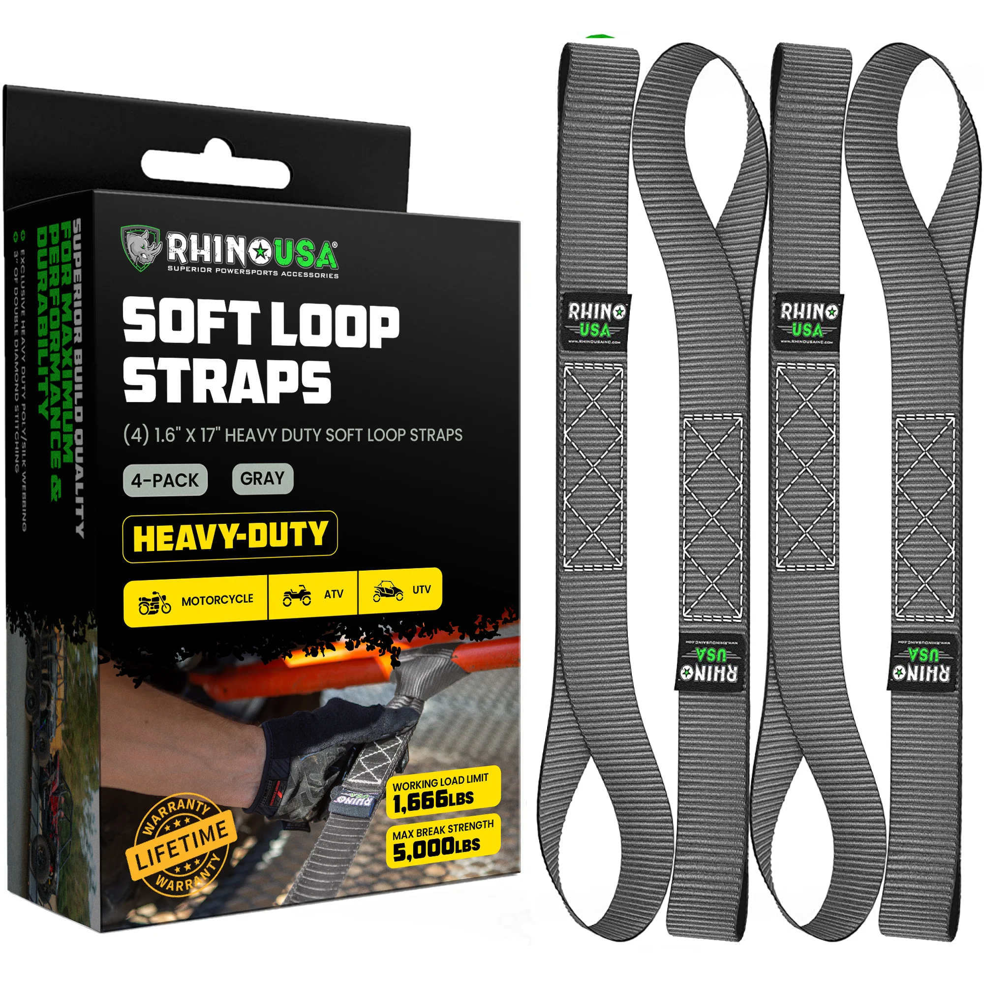 1.6" x 17" Soft Loop Tie-Down Straps (4-Pack) - Image 5