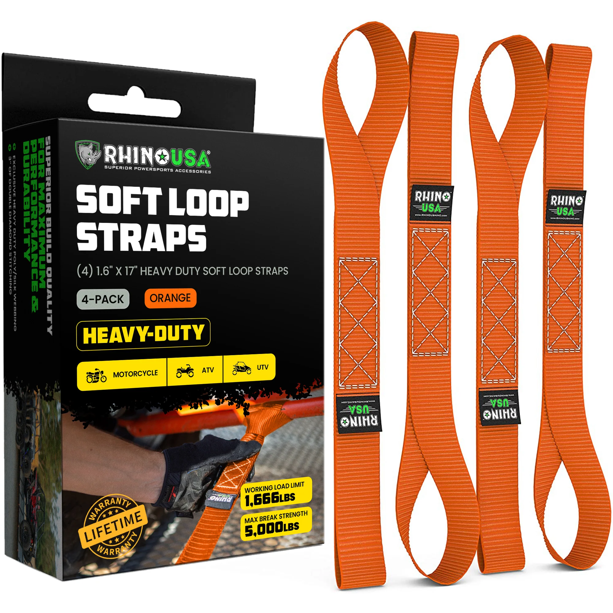 1.6" x 17" Soft Loop Tie-Down Straps (4-Pack) - Image 6