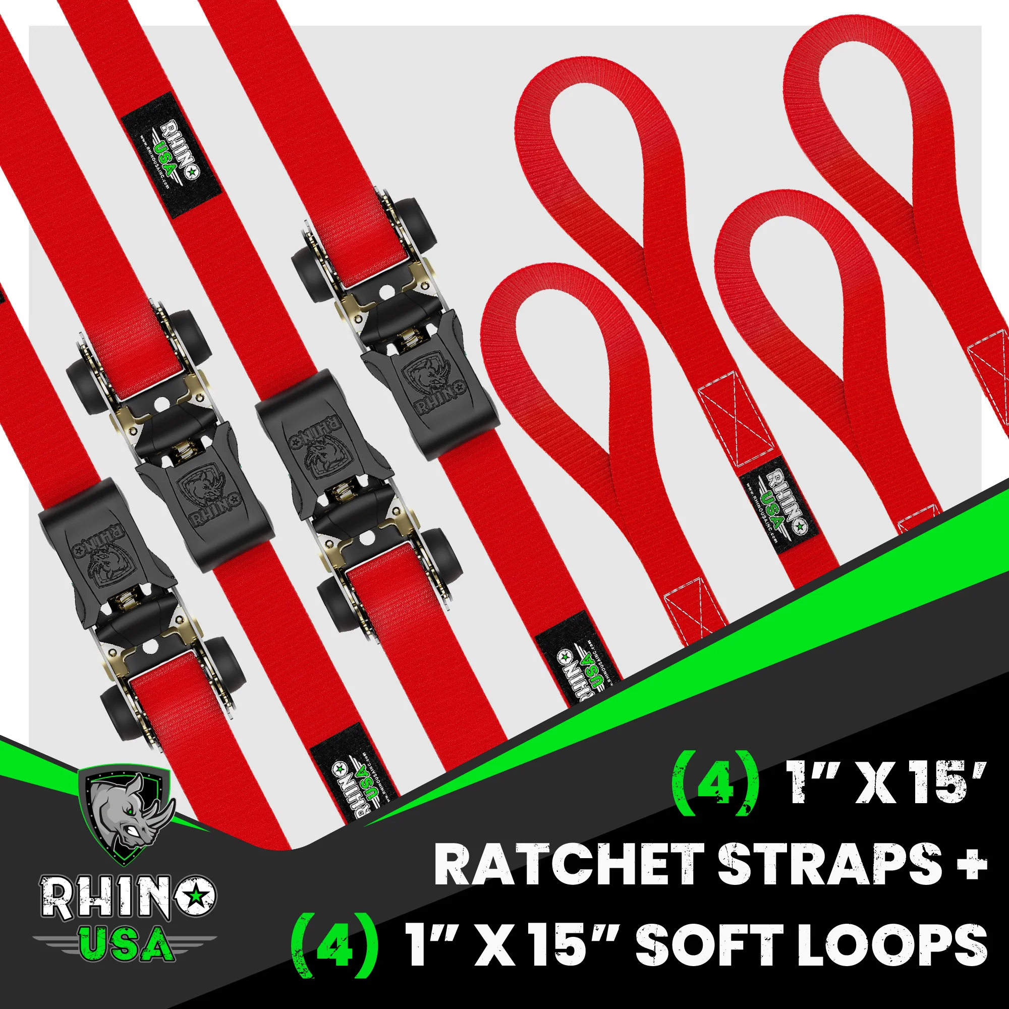 1" x 15' Ratchet Tie-Down Set (4-Pack) - Image 10