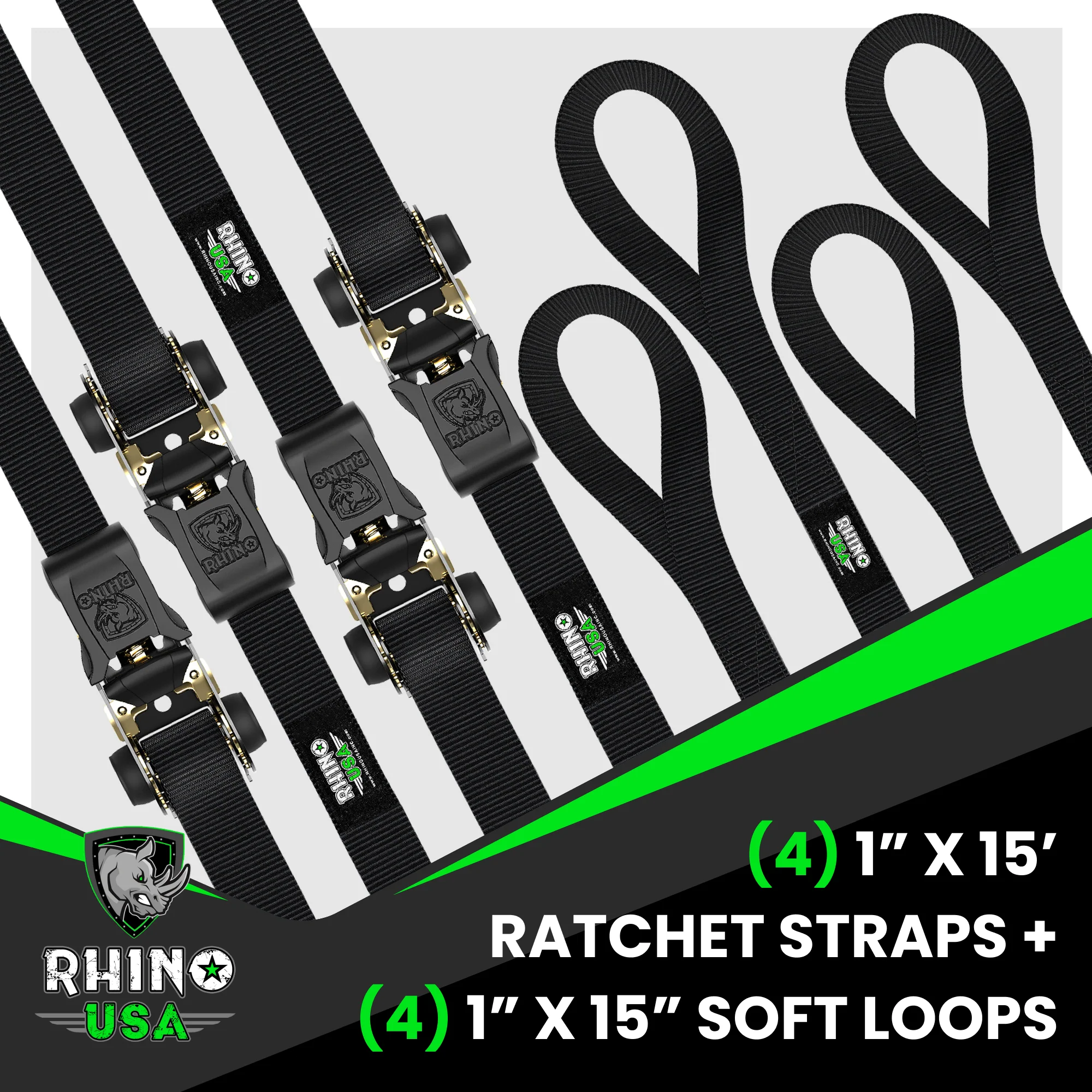 1" x 15' Ratchet Tie-Down Set (4-Pack) - Image 22