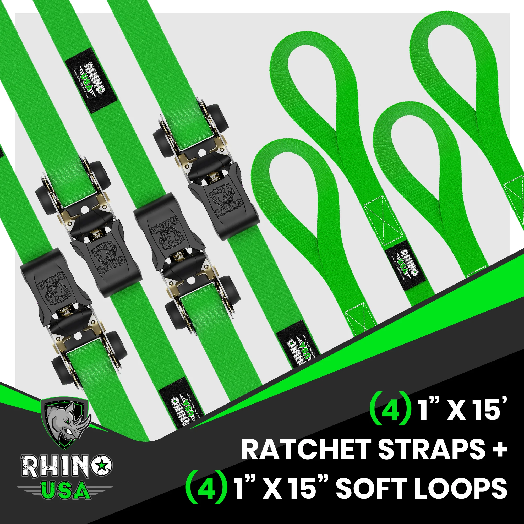 1" x 15' Ratchet Tie-Down Set (4-Pack) - Image 29