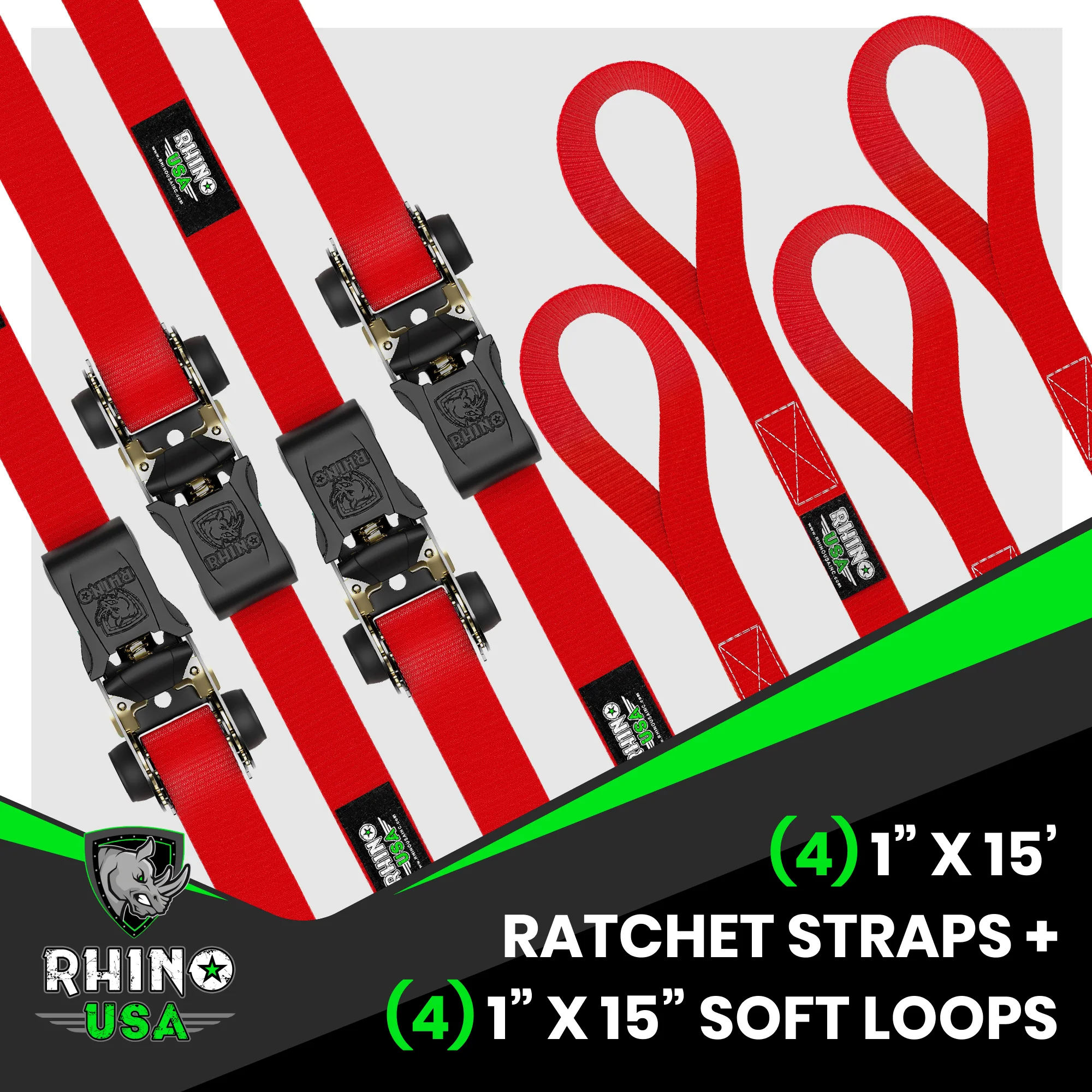1" x 15' Ratchet Tie-Down Set (4-Pack) - Image 38