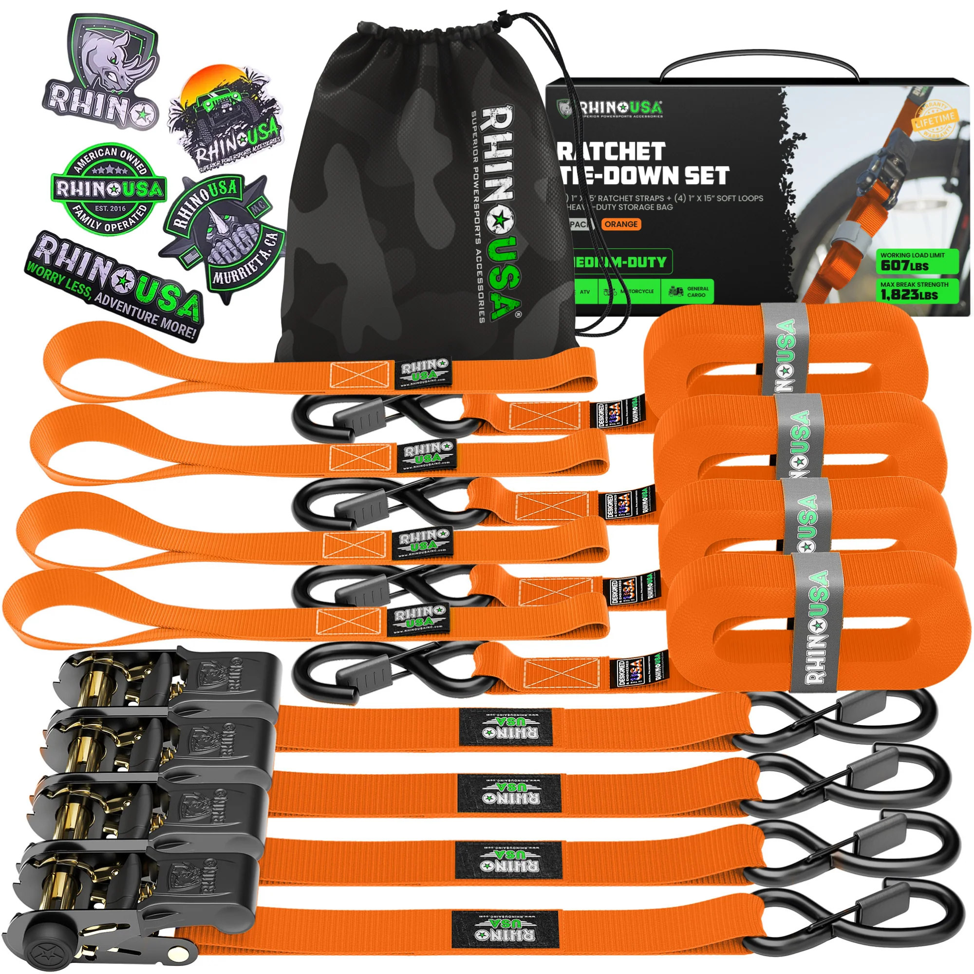 1" x 15' Ratchet Tie-Down Set (4-Pack) - Image 5