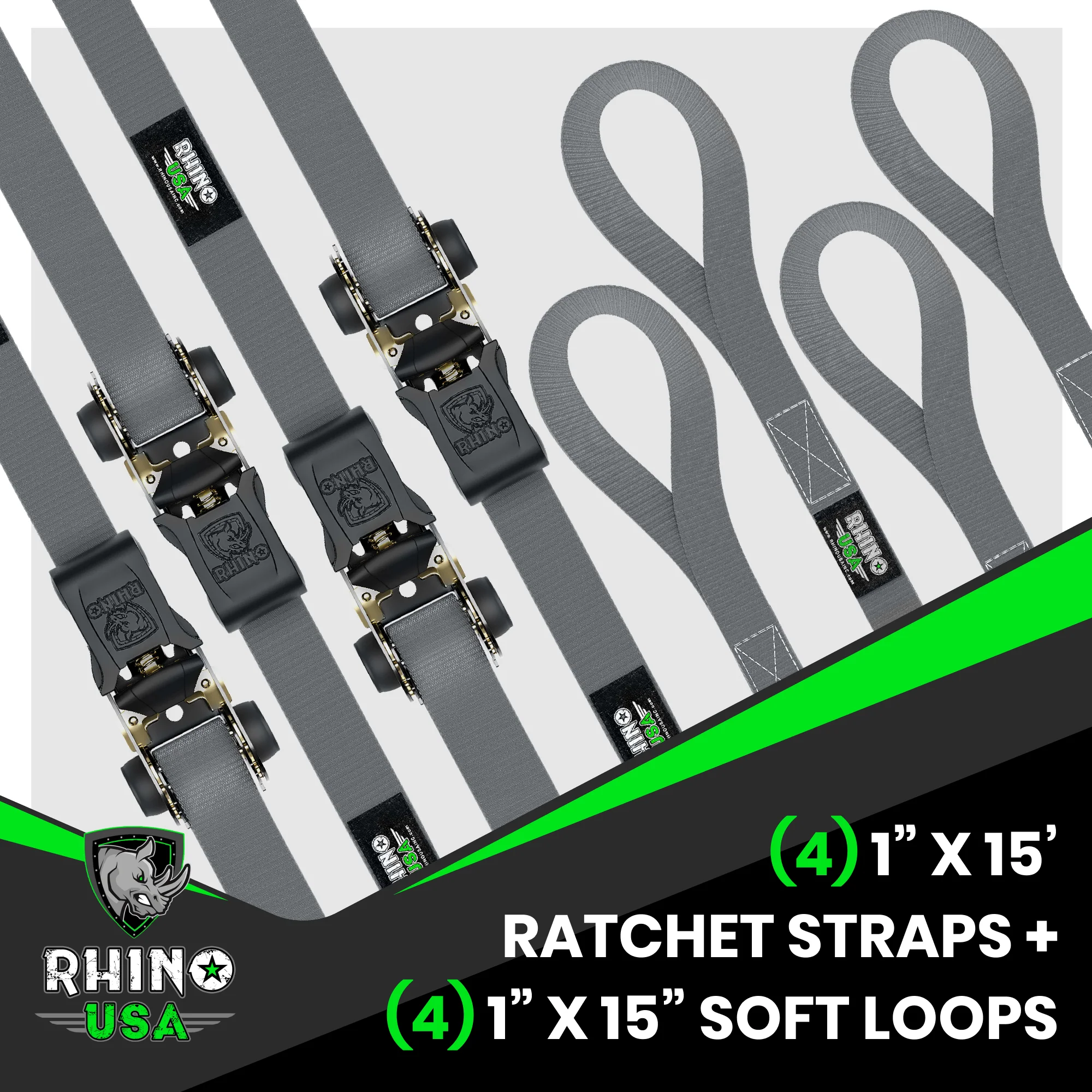 1" x 15' Ratchet Tie-Down Set (4-Pack) - Image 52