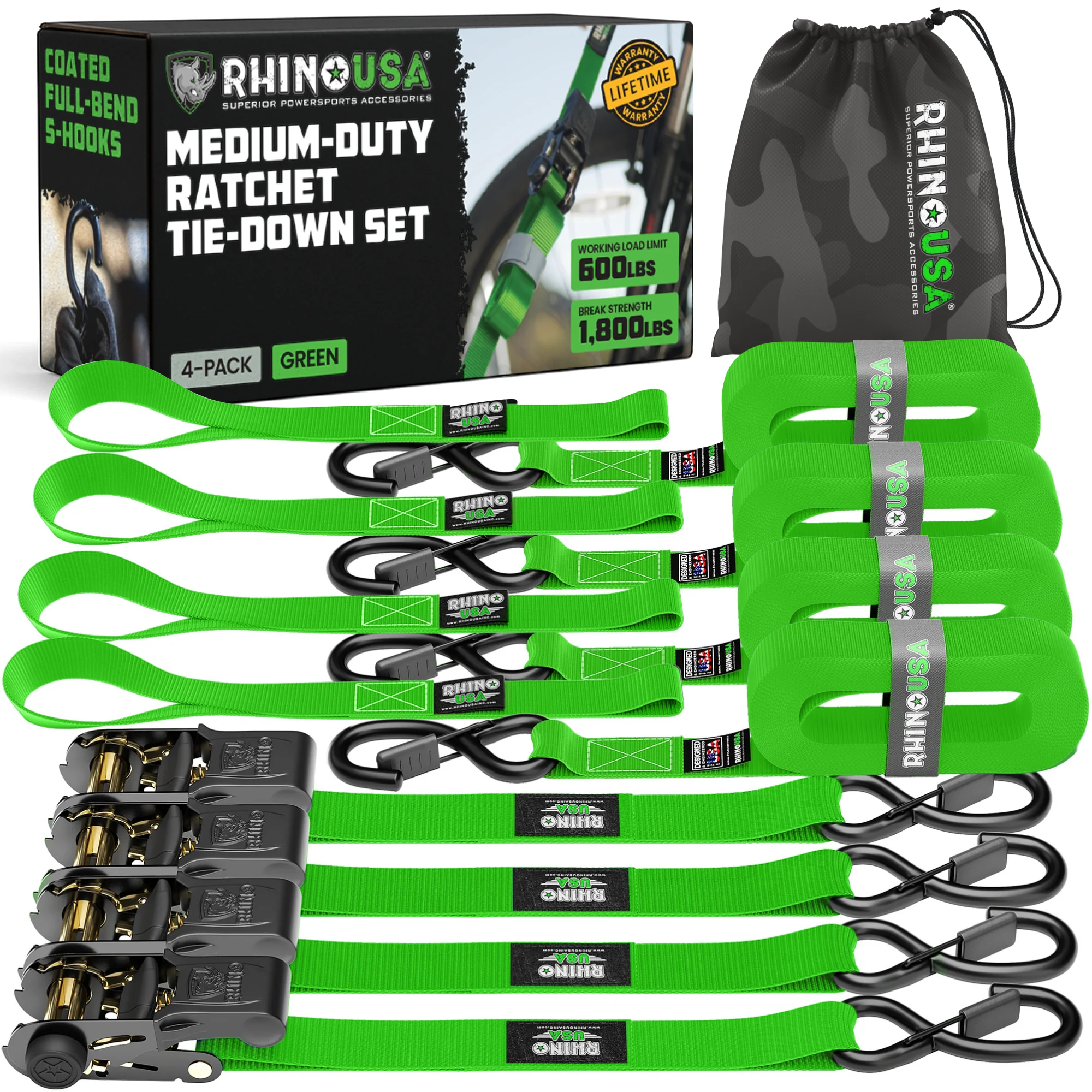 1" x 15' Ratchet Tie-Down Set (4-Pack) - Image 67