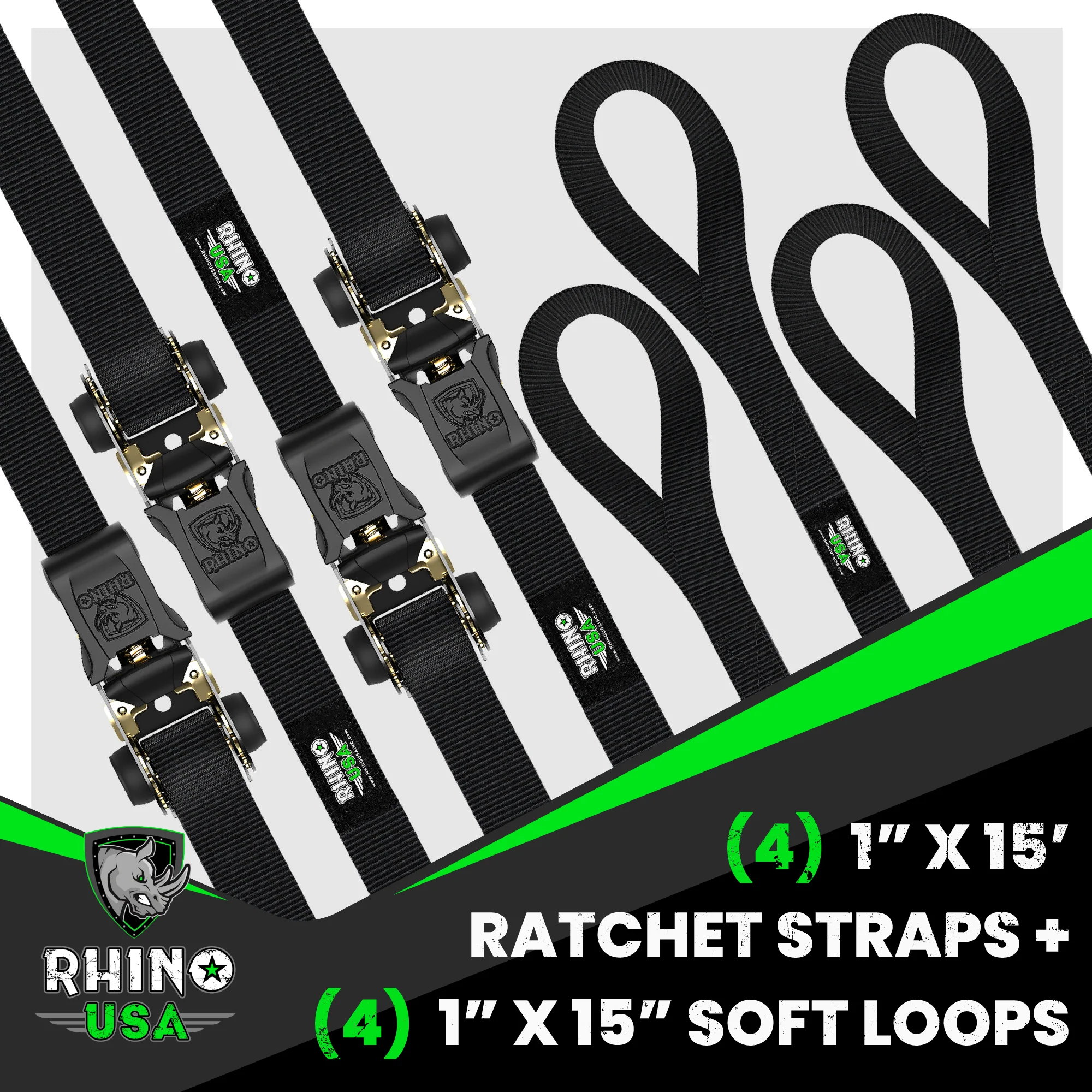 1" x 15' Ratchet Tie-Down Set (4-Pack) - Image 7