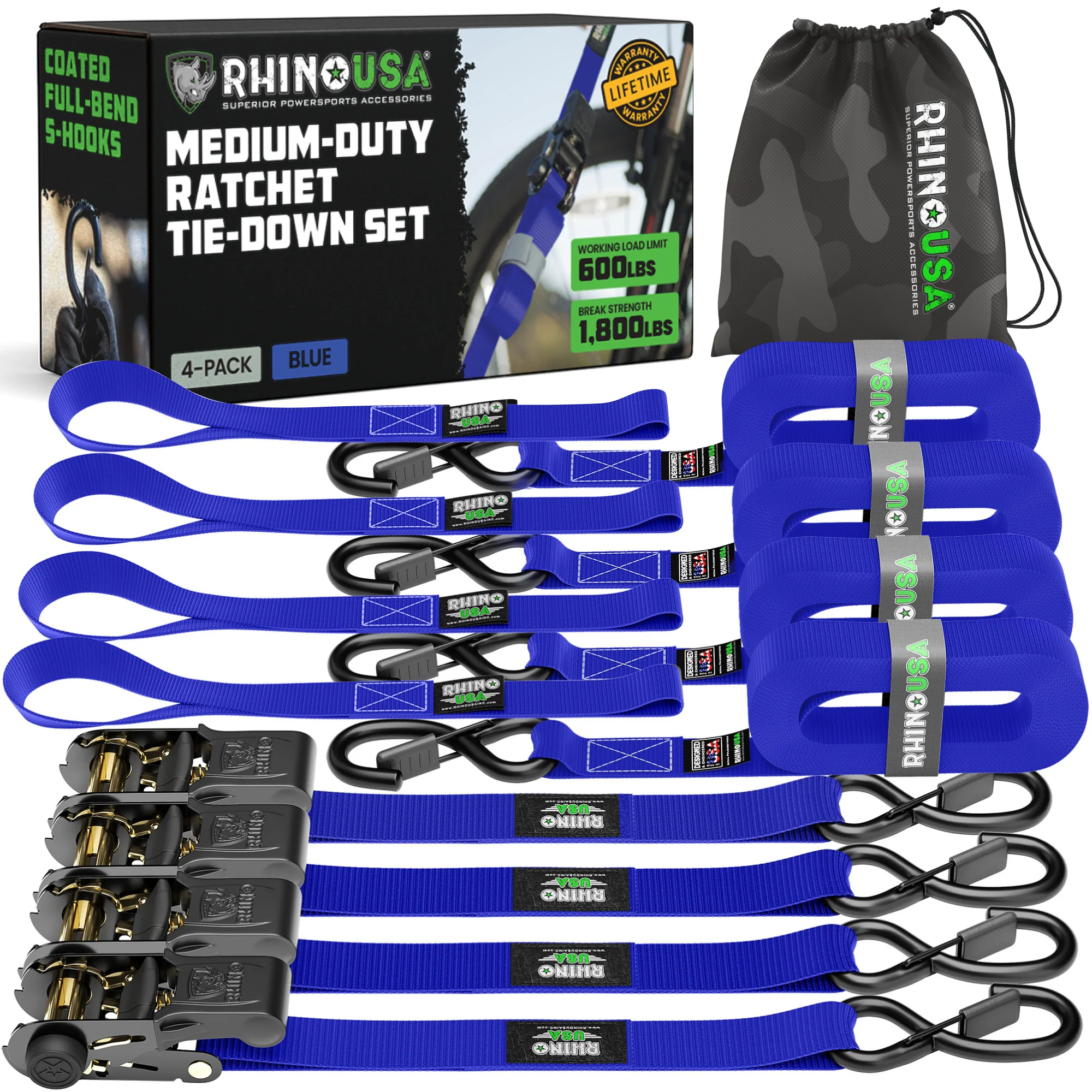 1" x 15' Ratchet Tie-Down Set (4-Pack) - Image 74