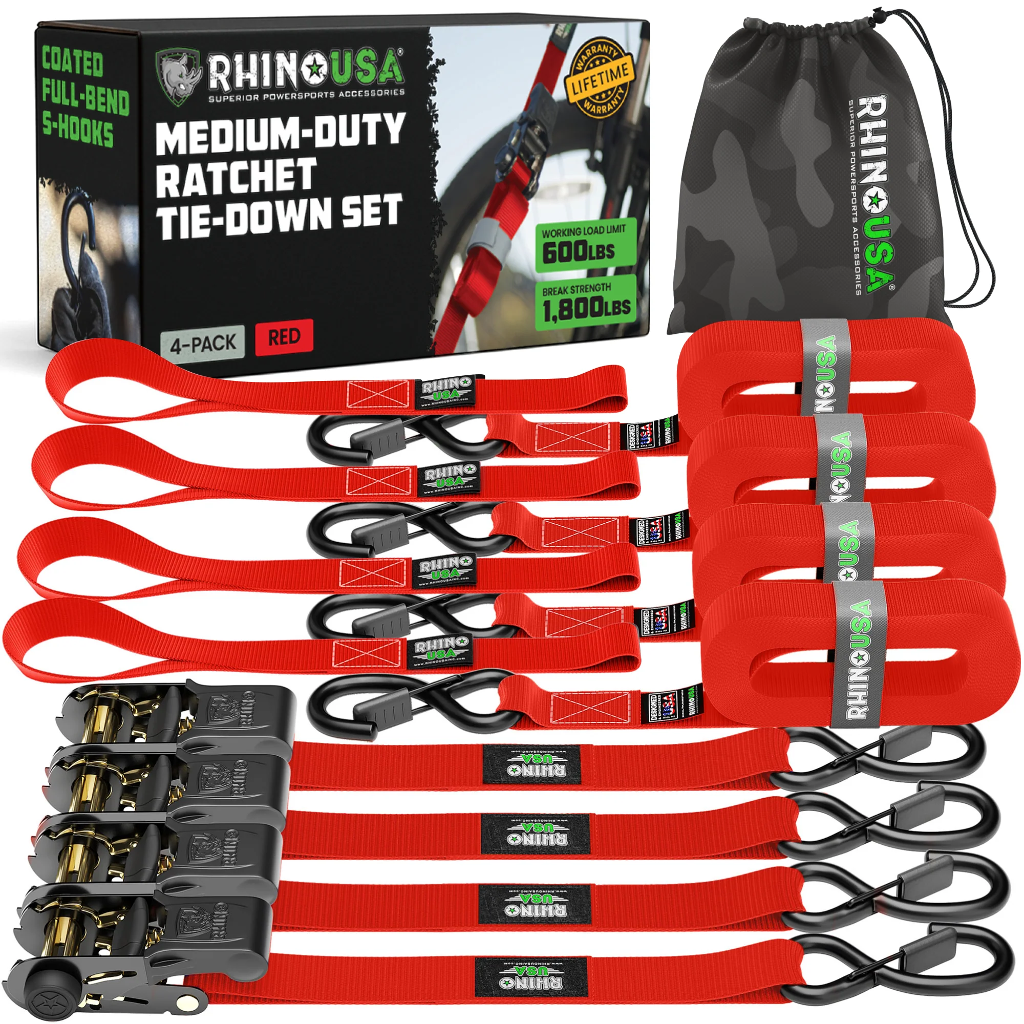 1" x 15' Ratchet Tie-Down Set (4-Pack) - Image 81