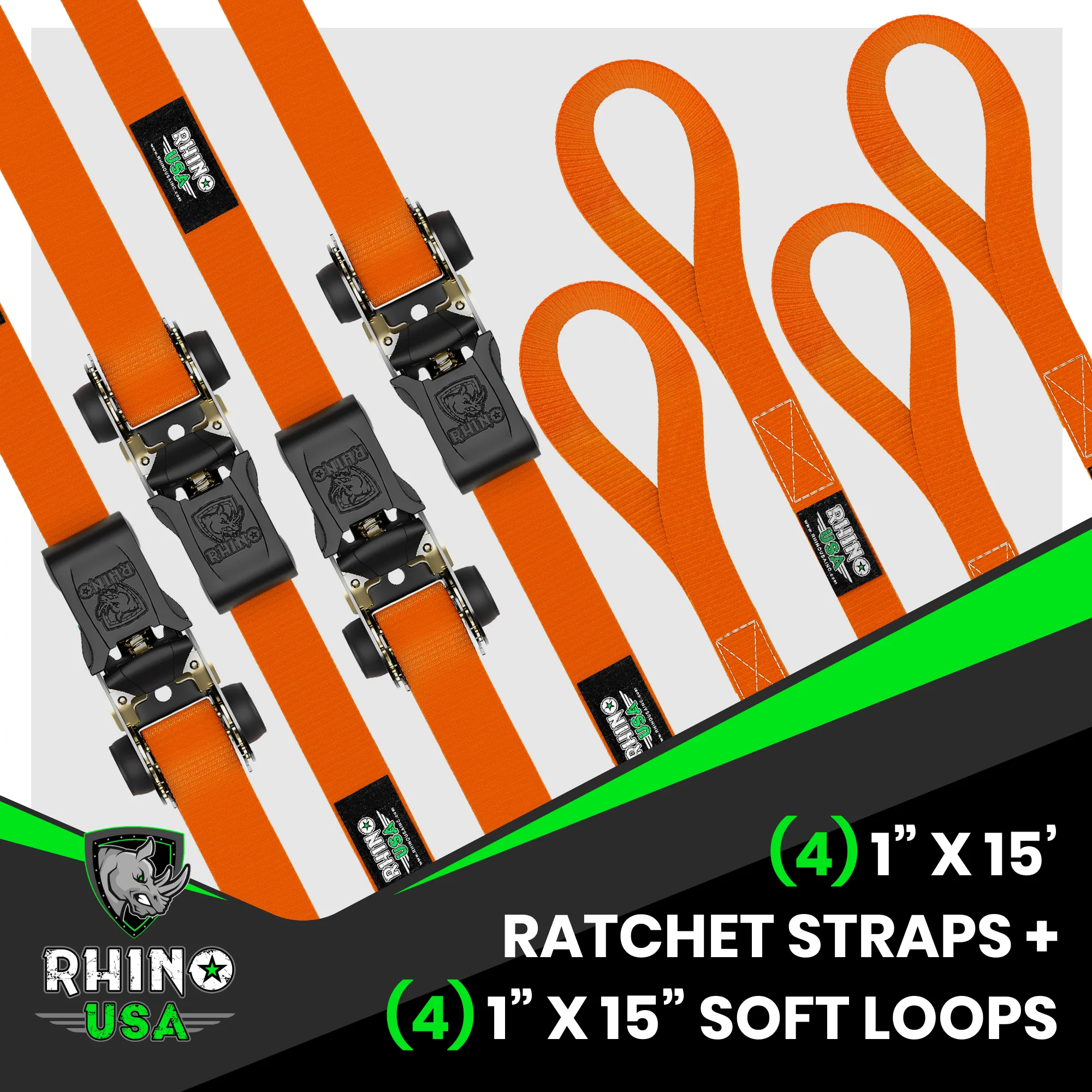 1" x 15' Ratchet Tie-Down Set (4-Pack) - Image 86