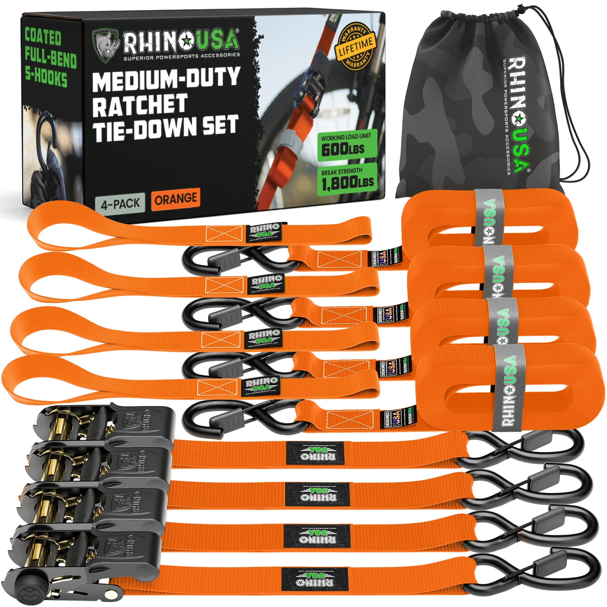 1" x 15' Ratchet Tie-Down Set (4-Pack) - Image 88