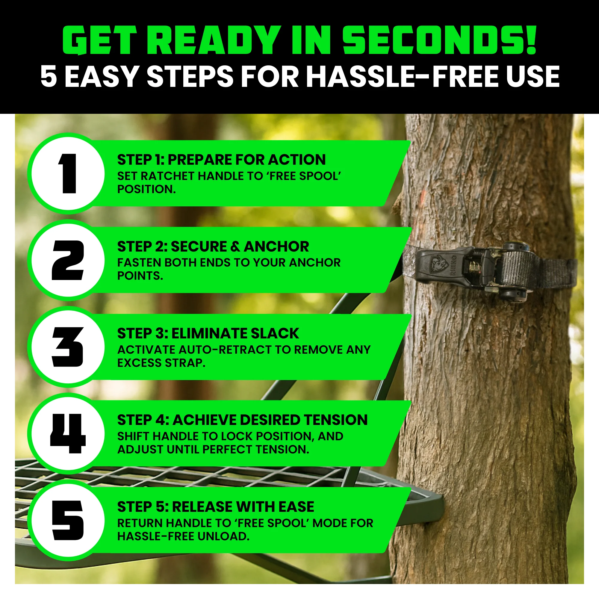 1" x 15' Ratchet Tie-Down Set (4-Pack) - Image 98