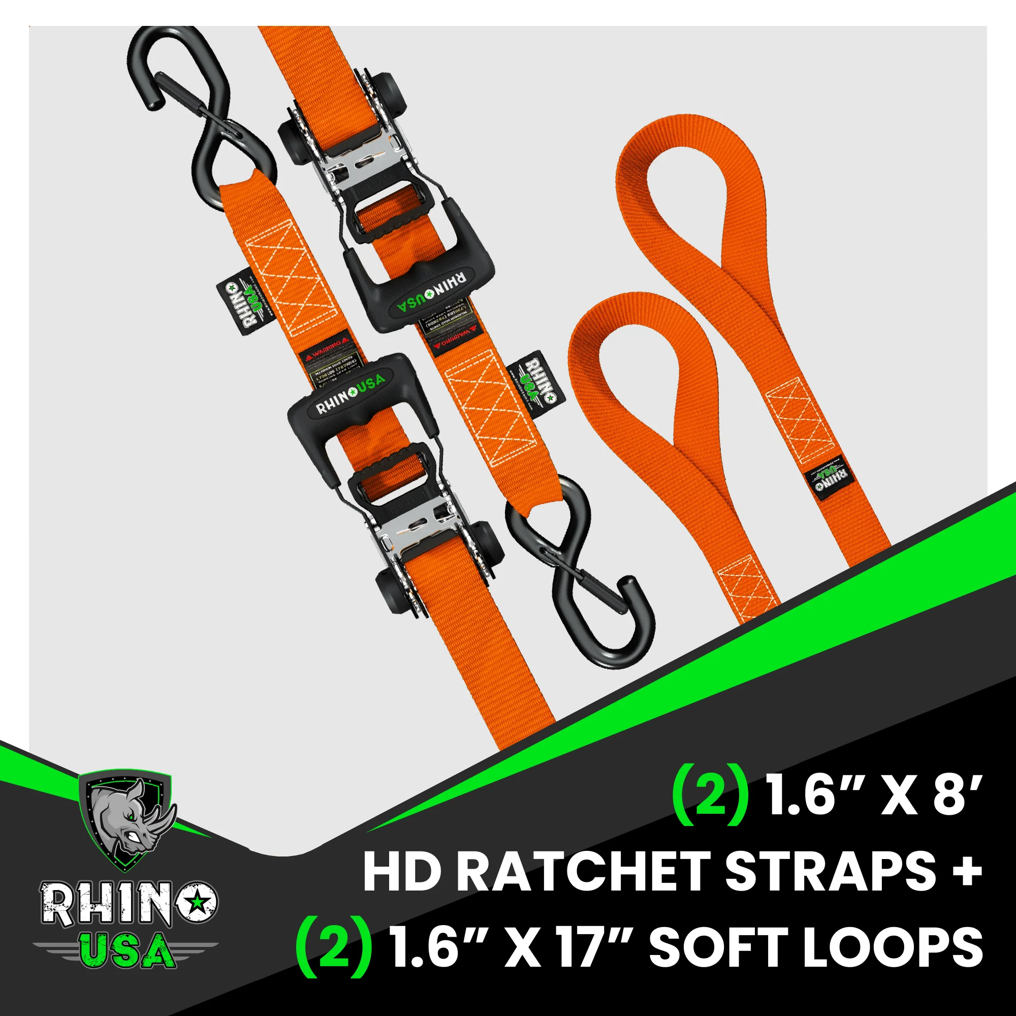 1.6" x 8' HD Ratchet Tie-Down Set (2-Pack) - Image 28