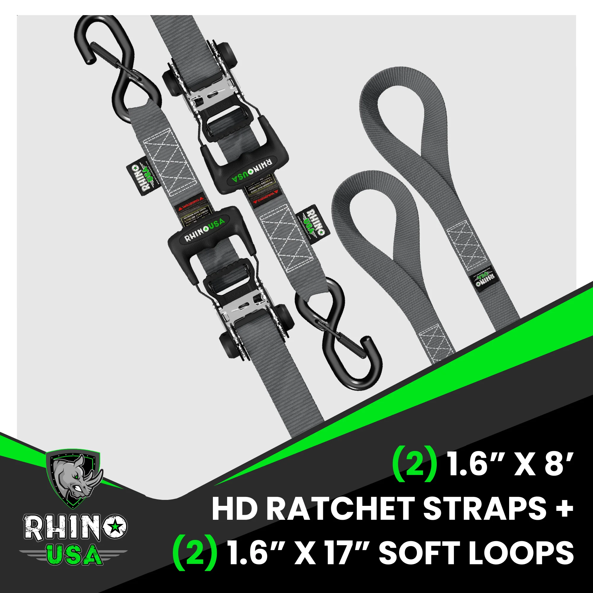 1.6" x 8' HD Ratchet Tie-Down Set (2-Pack) - Image 40