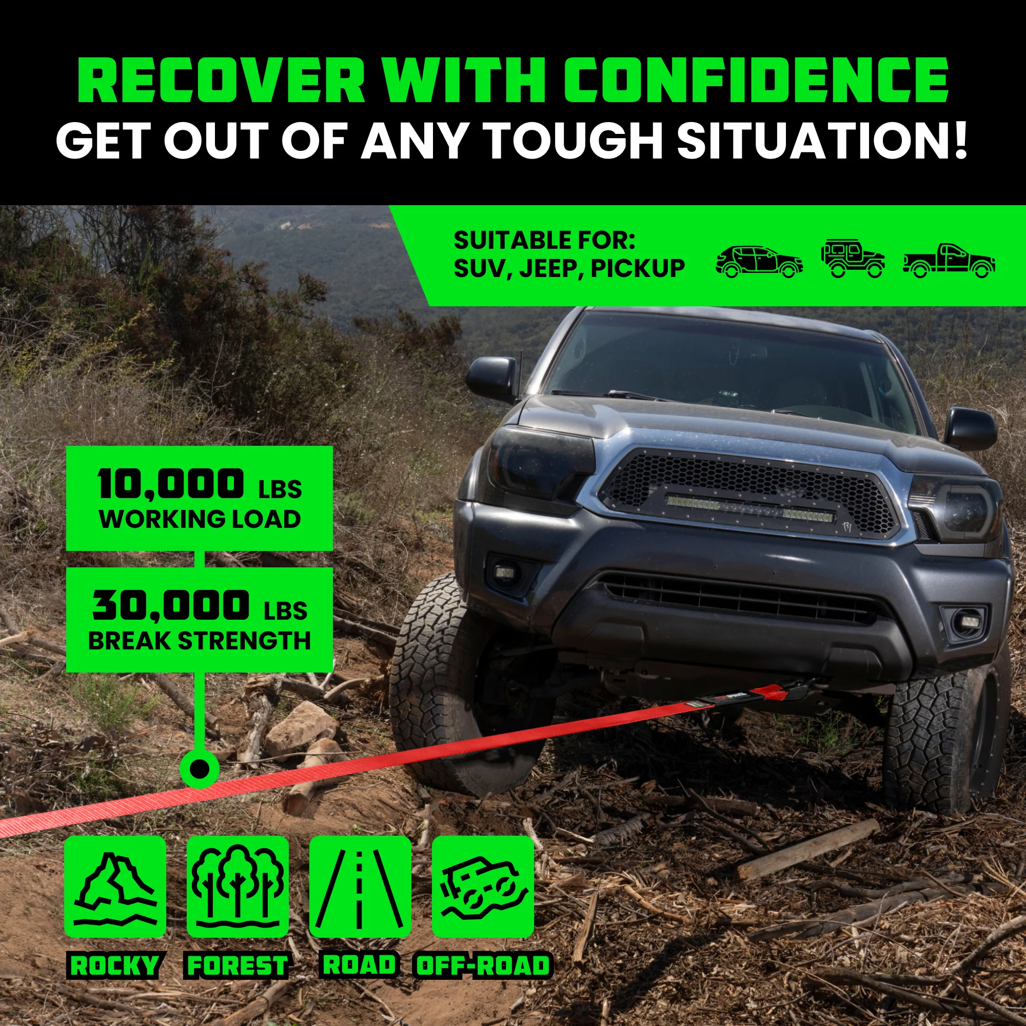 3" Ultimate Recovery Tow Strap - Image 67