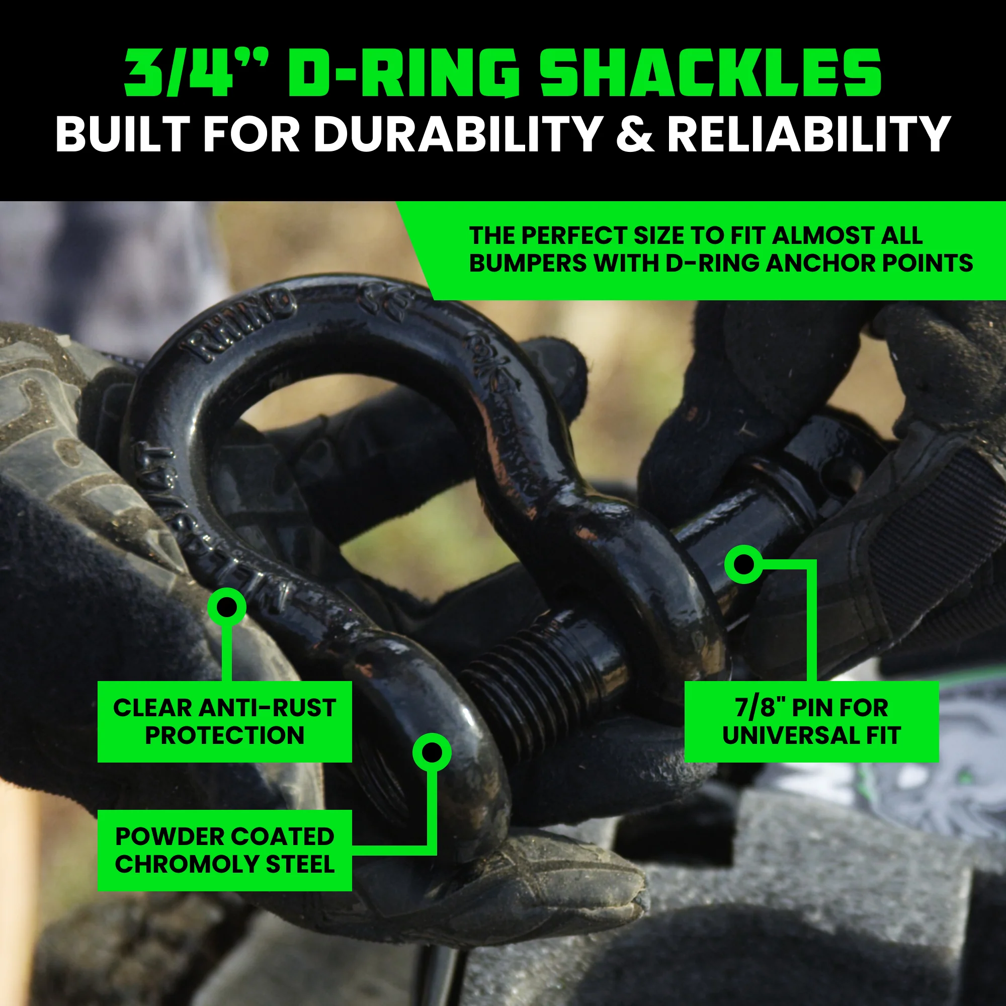 20' Tow Strap & D-Ring Shackle Set Combo - Image 6