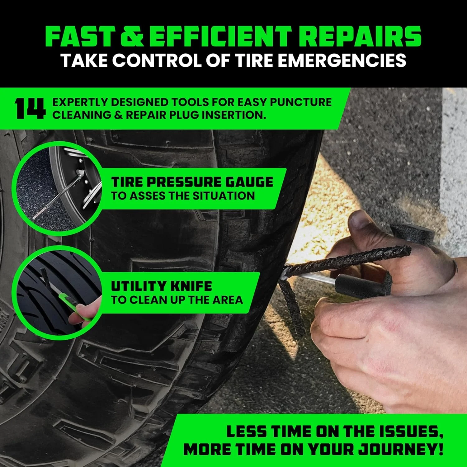 14-Piece Compact Tire Repair Kit - Image 5