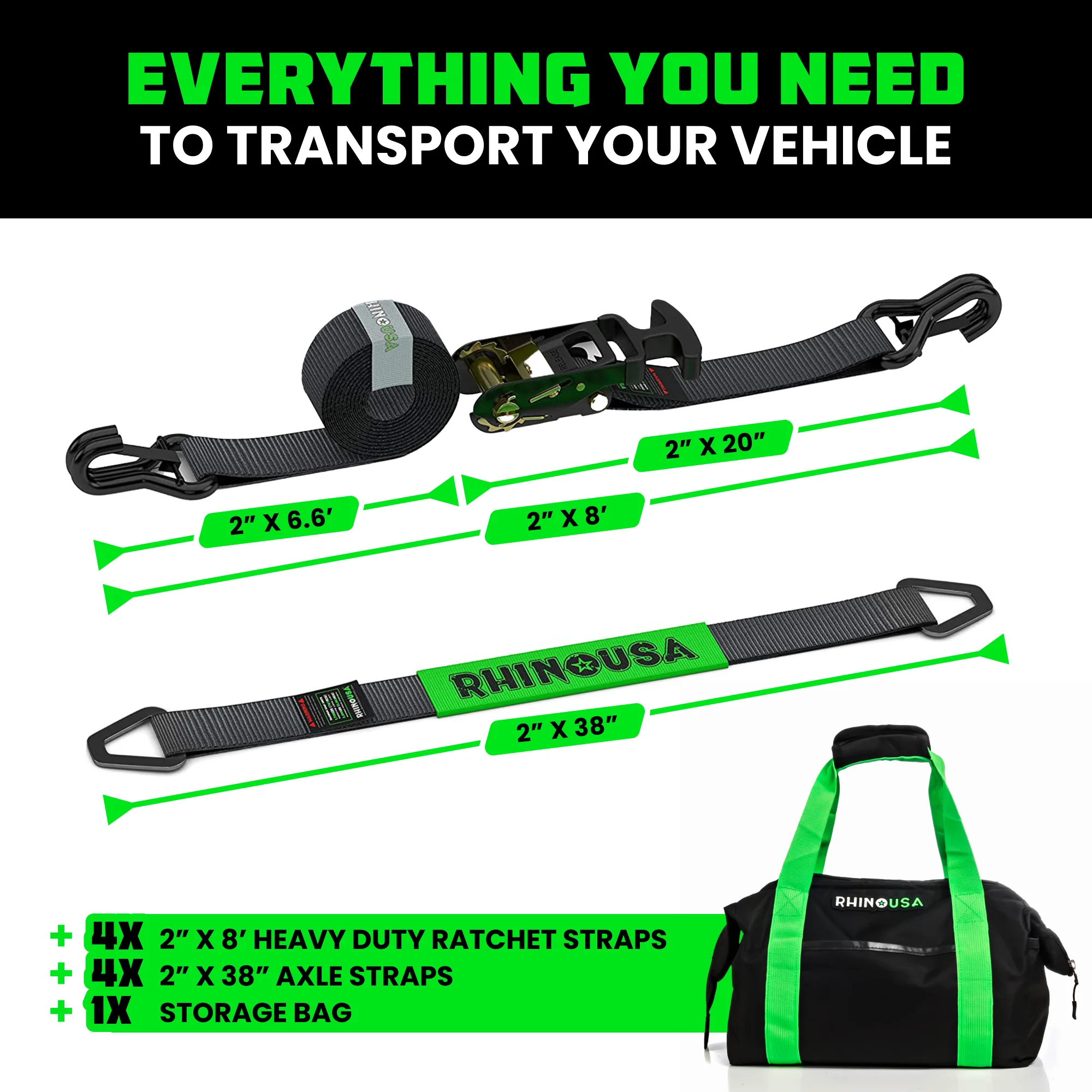 2" x 8' Vehicle Tie-Down Kit (J-Hooks) - Image 12