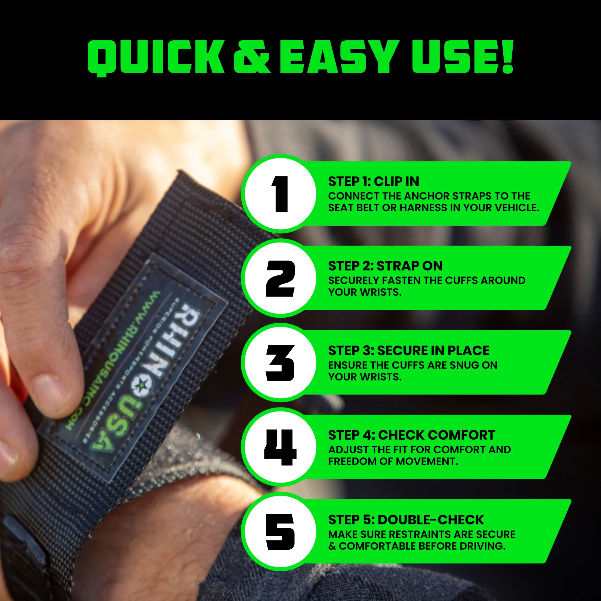 UTV Safety Wrist Restraints (Pair) - Image 8