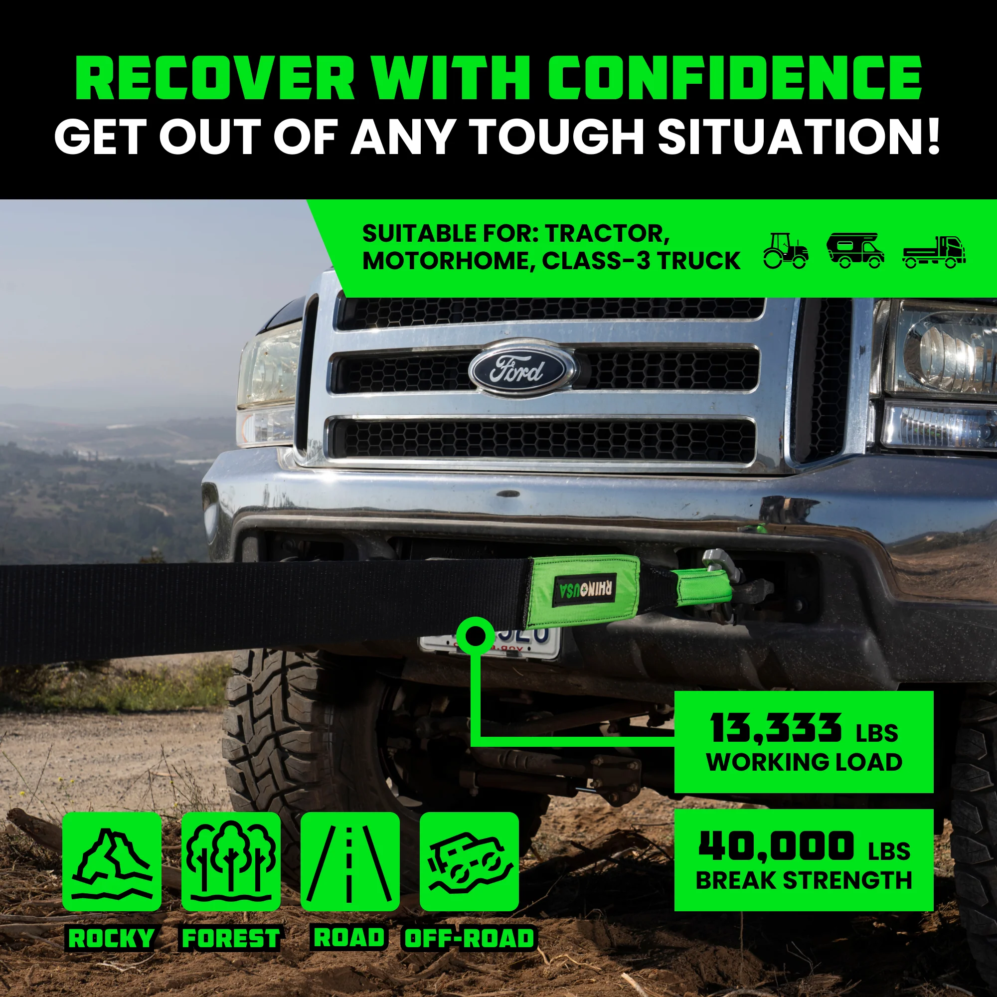 4" x 30' Ultimate Recovery Tow Strap - Image 17