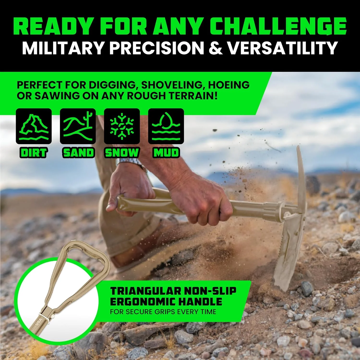 Folding Survival Shovel w/ Pick - Image 16