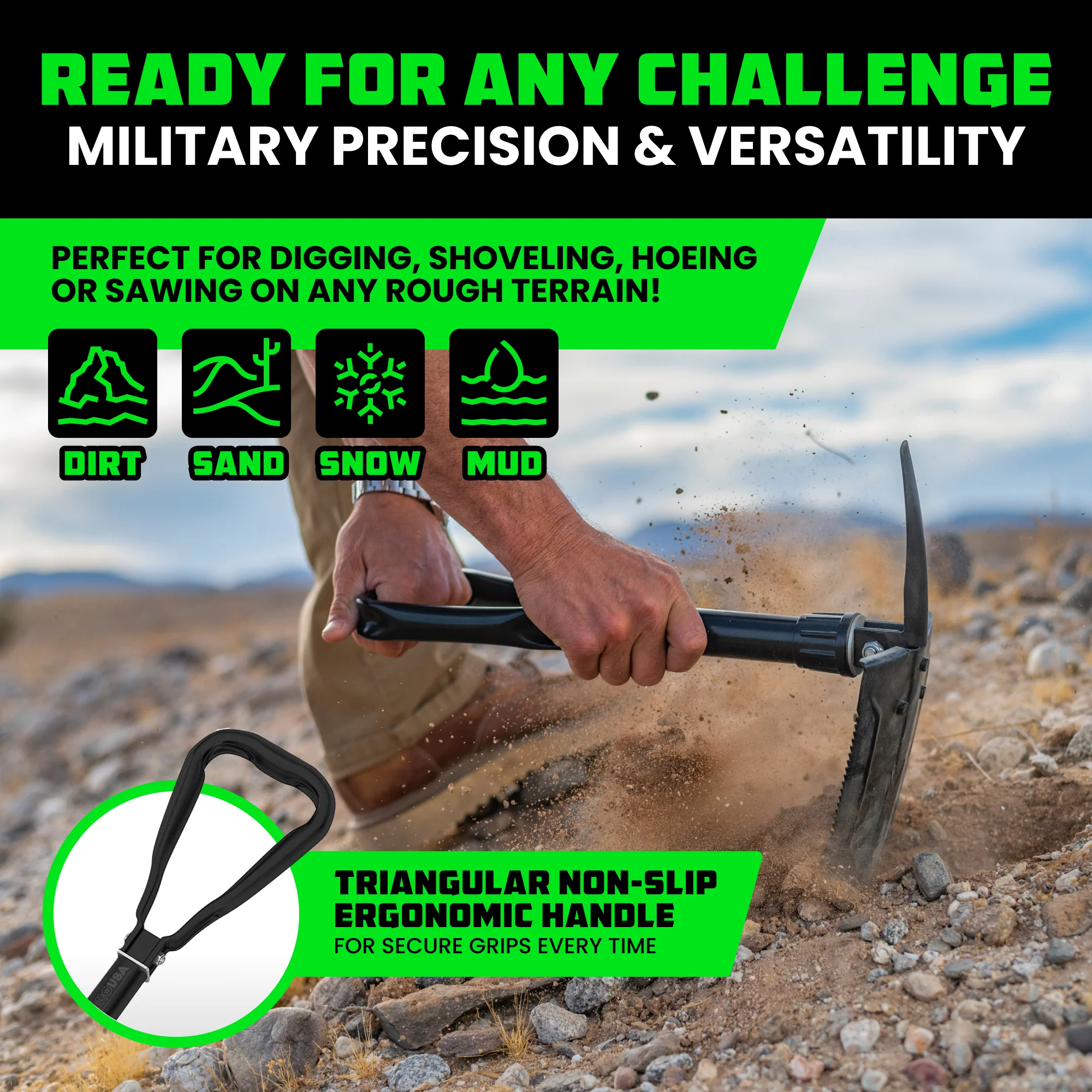 Folding Survival Shovel w/ Pick - Image 29