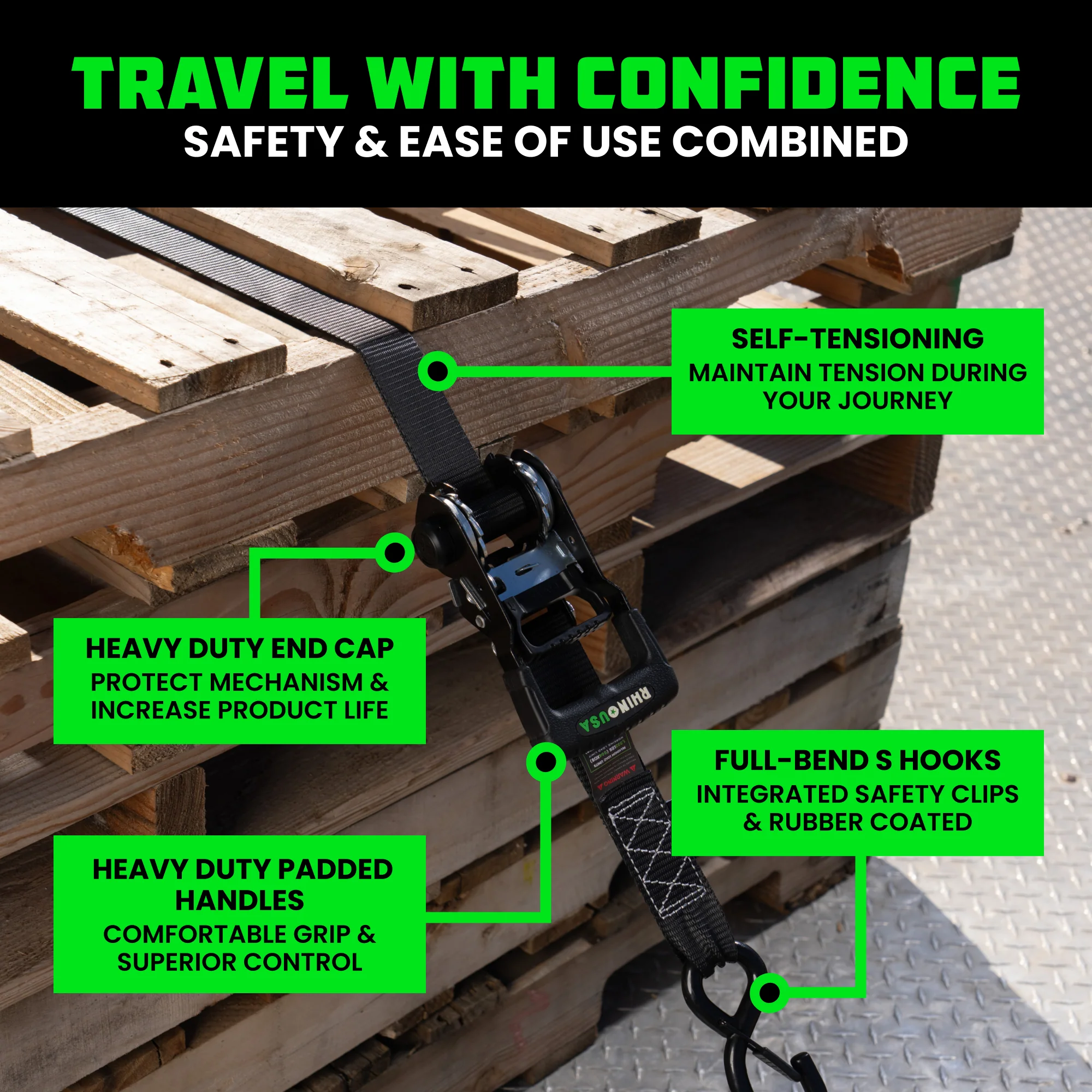 1.6" Self-Tensioning Ratchet Straps - Image 29