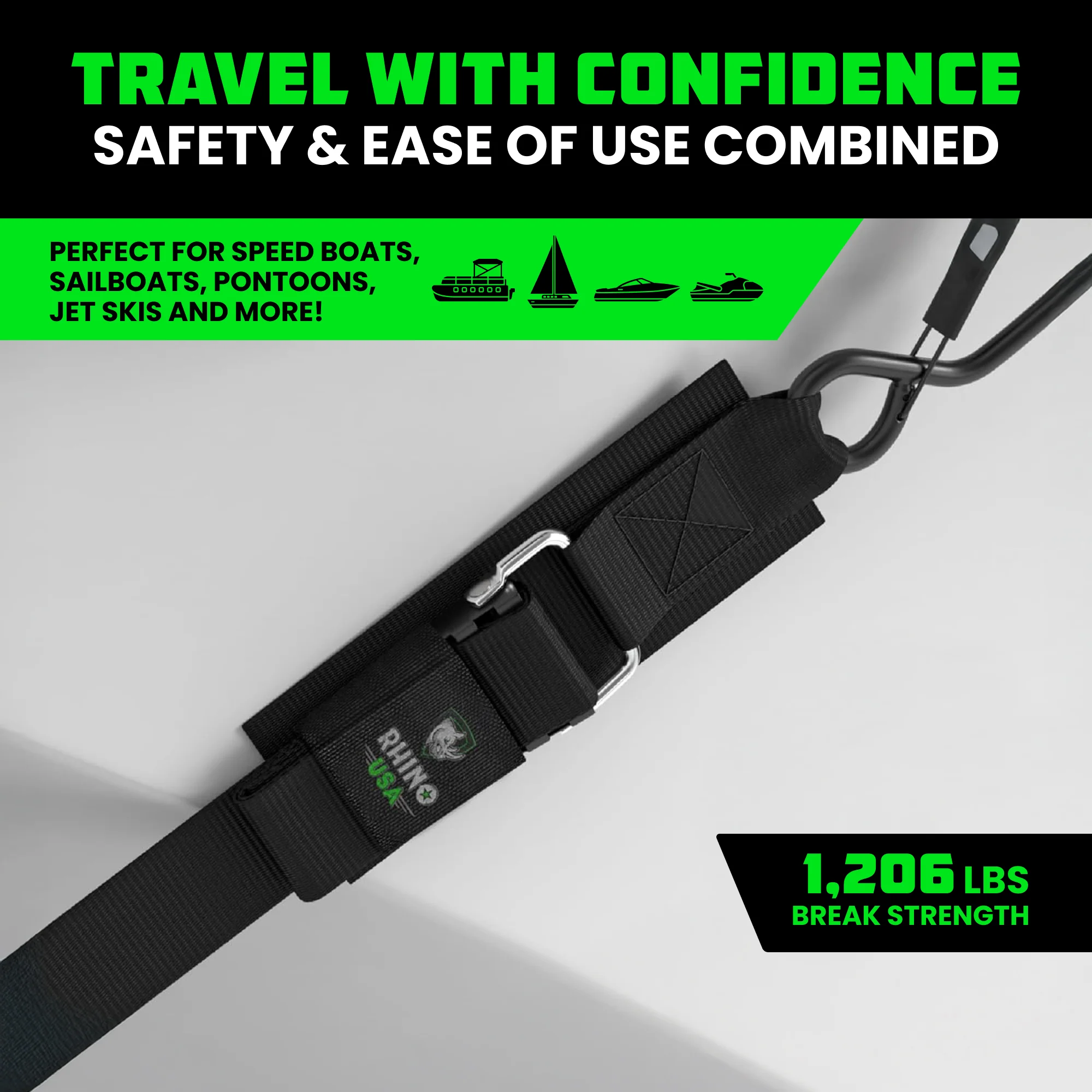 2" x 4' Transom Tie-Down Straps - Image 3