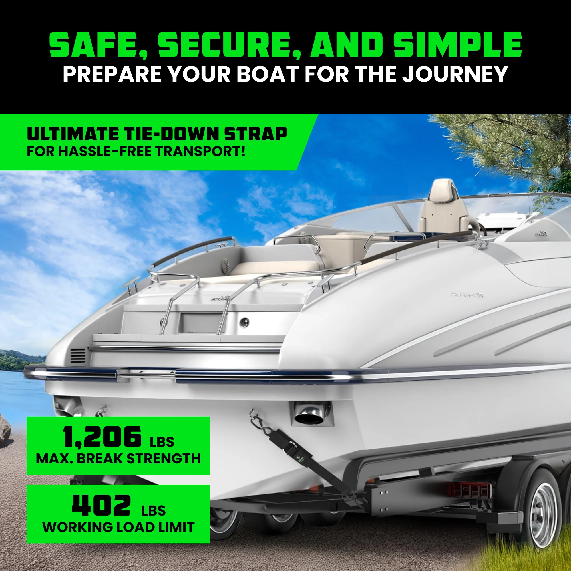 2" x 4' Transom Tie-Down Straps - Image 6